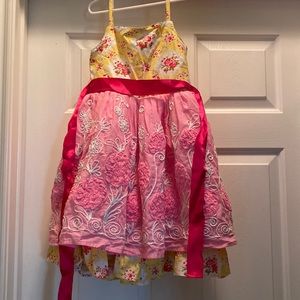 Boutique pink and yellow girls dress size 5